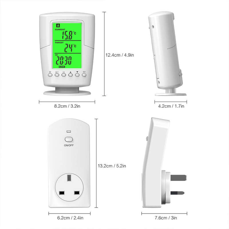 Smart Programmable Wireless Remote Thermostat + Plug in Socket Heating Cooling Program Temperature C