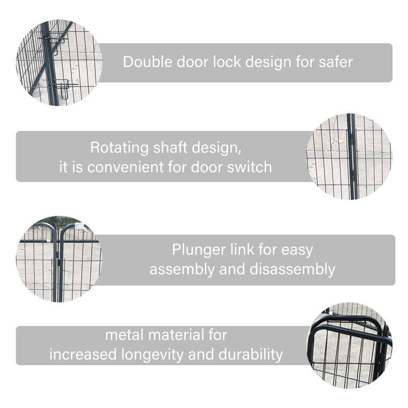 Pet Playpen Dog Exercise Pen Metal Portable Dog Fence 8 Panel for Dogs Pets