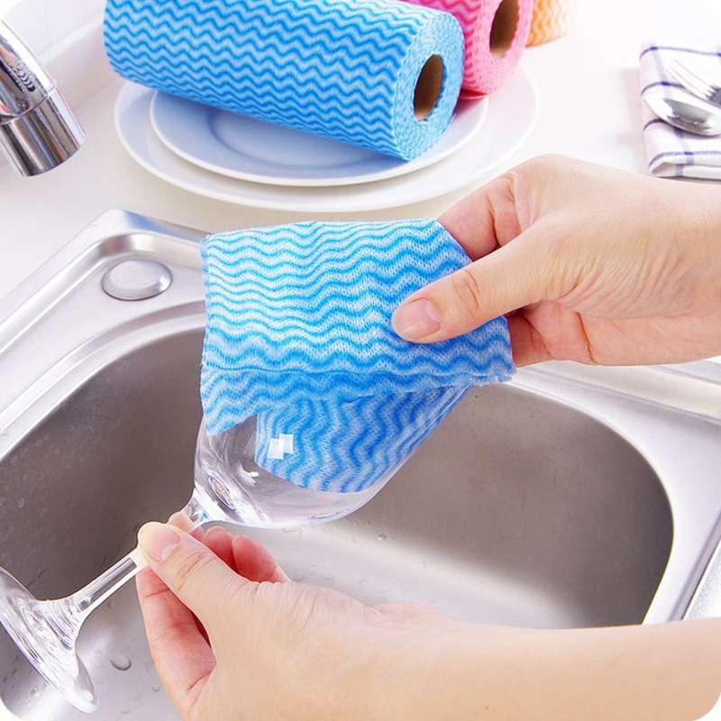 50Pcs/Roll Disposable Dish Cloth Home Cleaning Towels Kitchen Housework Dish Cleaning Cloths Wiping
