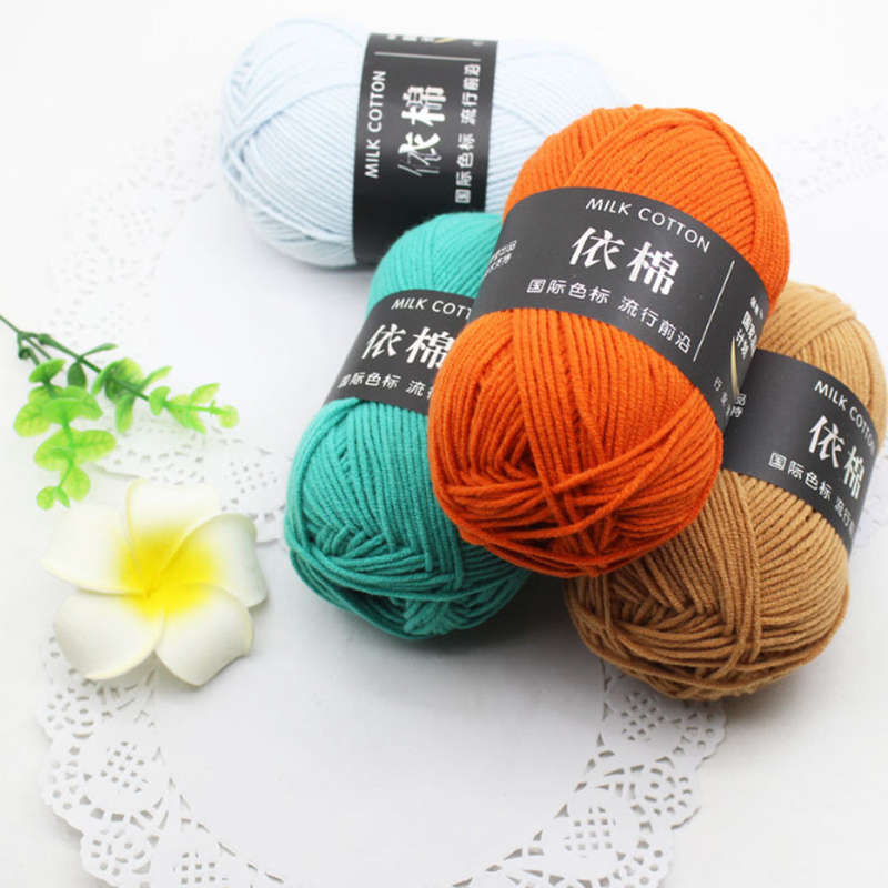 Milk Cotton Yarn Crochet Knitting Wool Yarn Chunky Hand-Woven Soft DIY Craft Yarn
