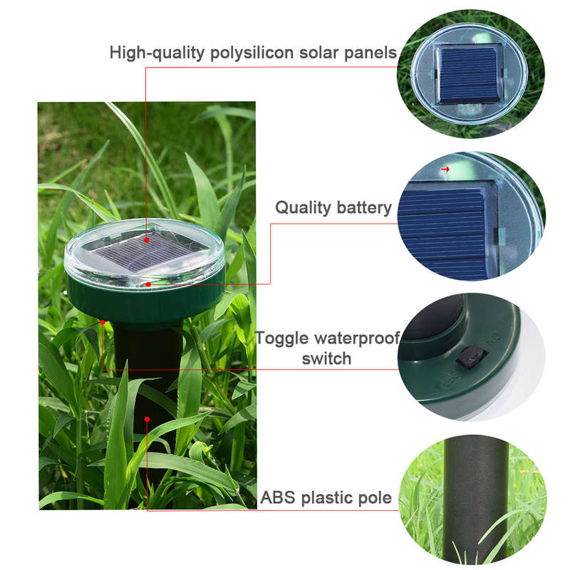 Solar Mole Repellent Sonic Deterrent Repeller Snake Rodent Gopher Chaser Pest Control for Lawn Garde