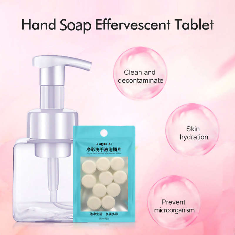 Hand Soap Tablets Effervescent Hand Foam Deep Cleansing 10 Tablets with Bottle