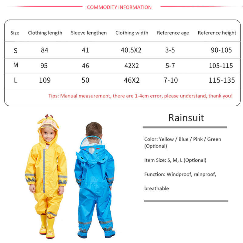 Kids Raincoat Breathable Rainwear Waterproof Raincoat For Children Boys Girls Students Rainsuit Hood