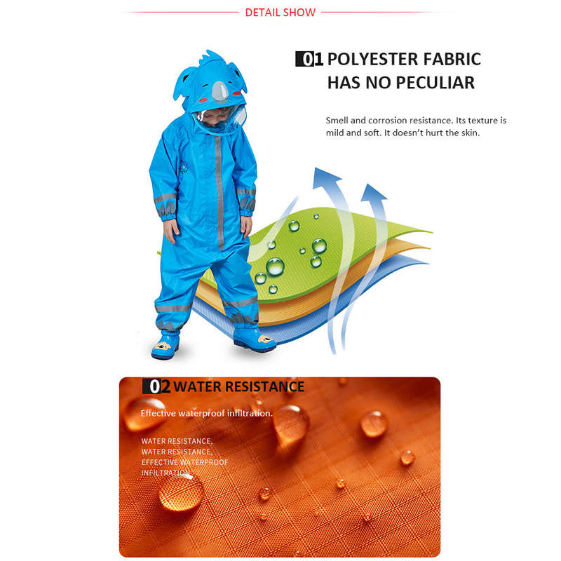 Kids Raincoat Breathable Rainwear Waterproof Raincoat For Children Boys Girls Students Rainsuit Hood