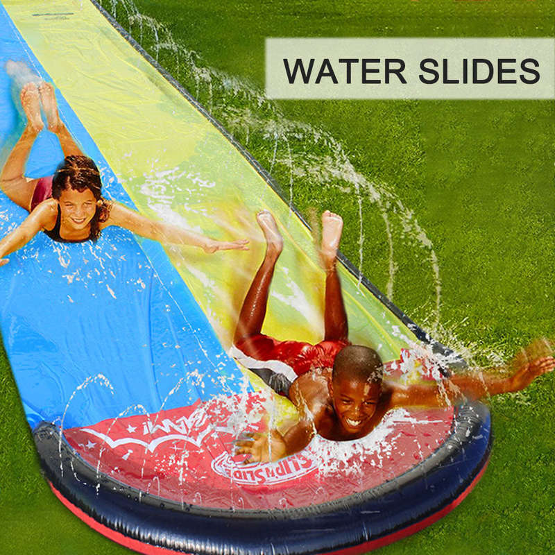 15.75FT Lawn Water Slides with Sprinkler System and Inflatable Crash Pad for Kids Children Summer Ba