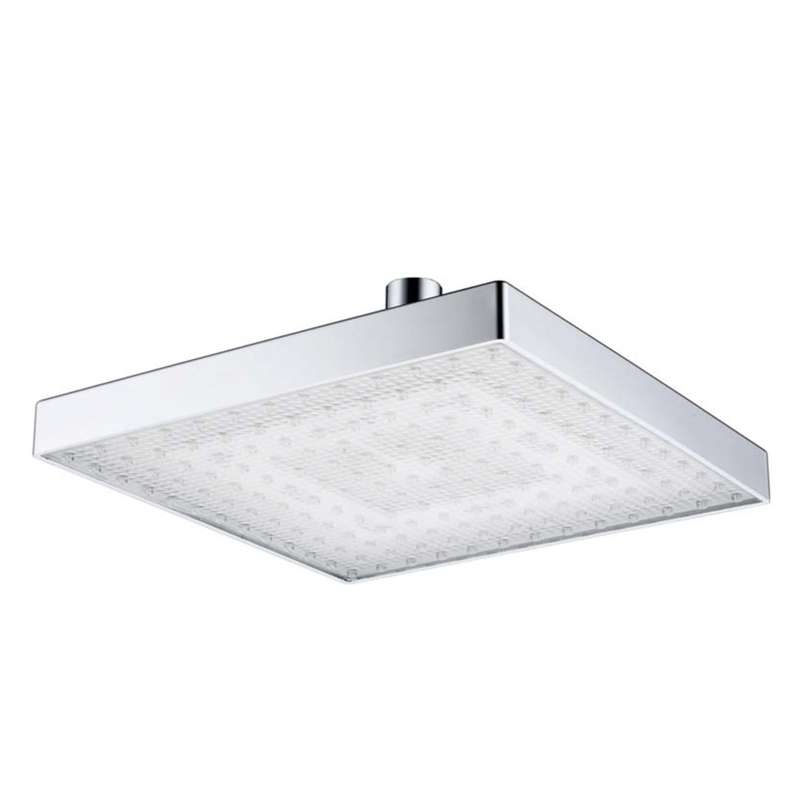 LED Rainfall Shower Head Square Shower Head Automatically RGB Color-Changing Temperature Sensor Show