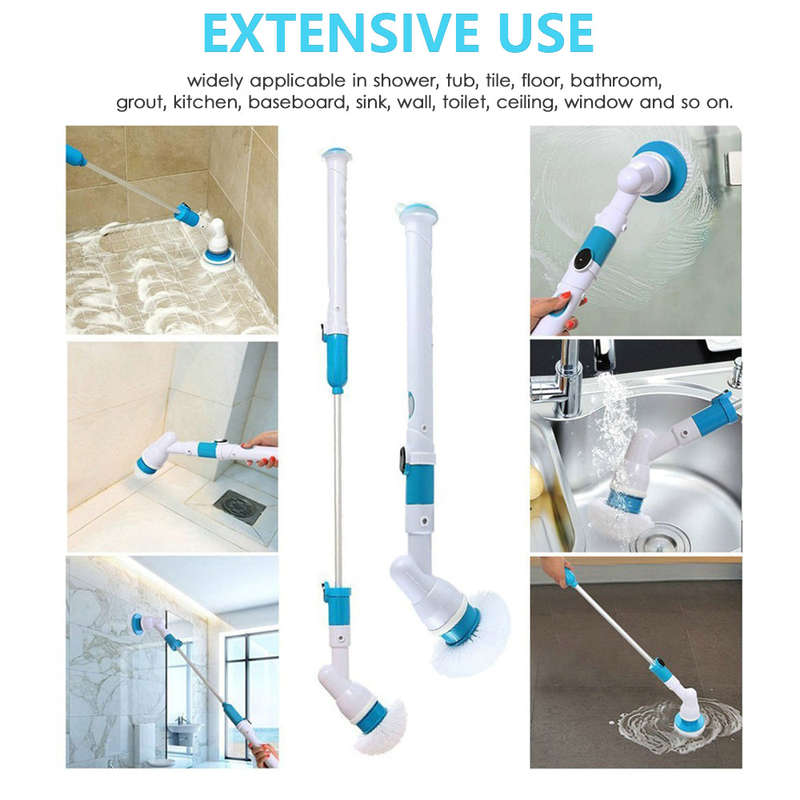Electric Spin Scrubber Cordless Rechargeable Bathroom Scrubber Cleaning Brush Multi-functional with