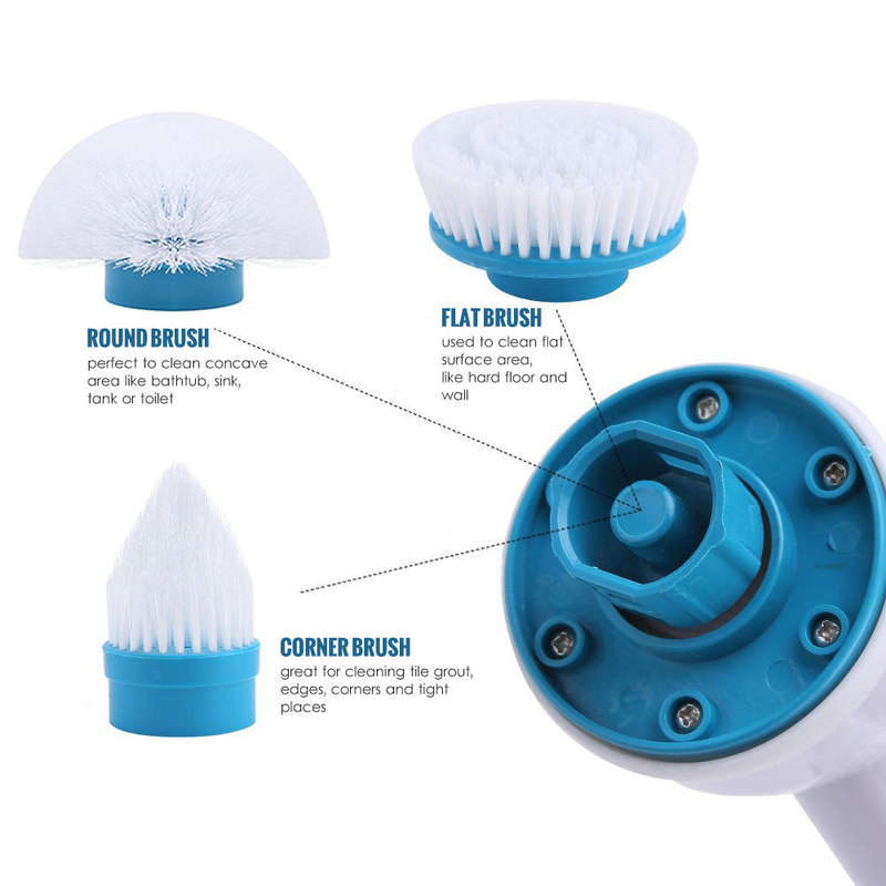 Electric Spin Scrubber Cordless Rechargeable Bathroom Scrubber Cleaning Brush Multi-functional with