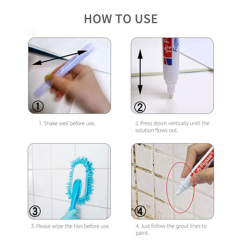 Grout Repair Marker Grout Tile Pen Grout Restorer Pen Renew Marker with Replacement Nib Tip for Tile