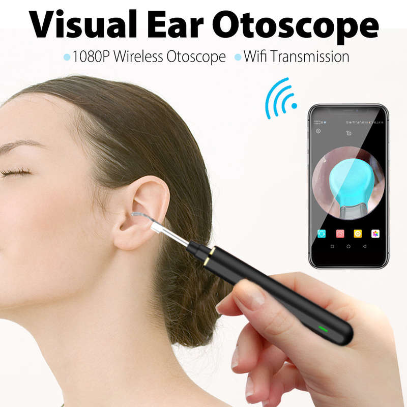 Smart Visual Ear Otoscope, 1080P Wireless Otoscope-Ear Scope Camera, USB Ear Wax removal Tools, Home