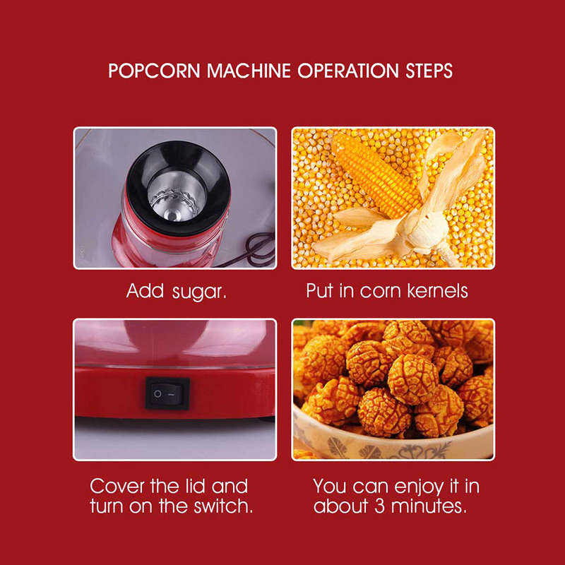 Popcorn popper Popcorn Maker Popcorn Machine Electric No Oil Needed for Home Family Kids