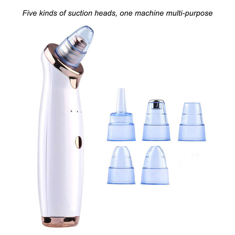 Electric Blackhead Suction Device with 5 in 1 Pimple Zit Comedone Extractor Tool Acne Removal Kit Bl