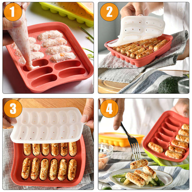 Silicone Sausage Mold Non-Stick Hot Dog Mold Finger Shaped Molds DIY Homemade Sausage Child Food Sup