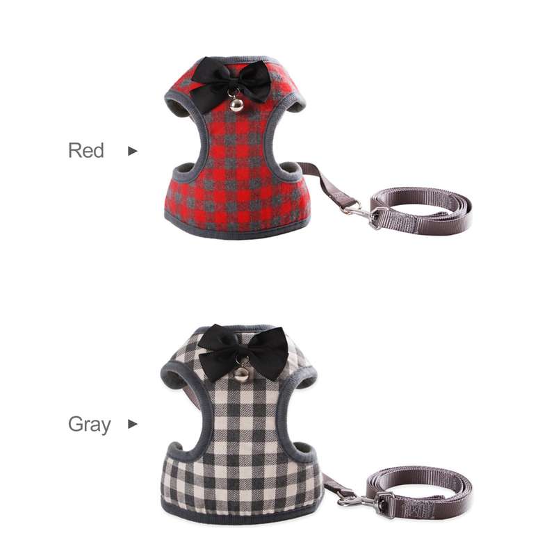 Dog Harness with Bowtie Step-in Vest Harness Leash Set Pet Cat Vest Dog Leash Set for Daily W
