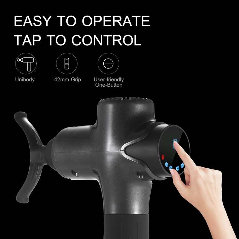 Deep Tissue Massage Gun with Touch-control 1300-3200rpm Electric Back Percussion Massager with 24-ho