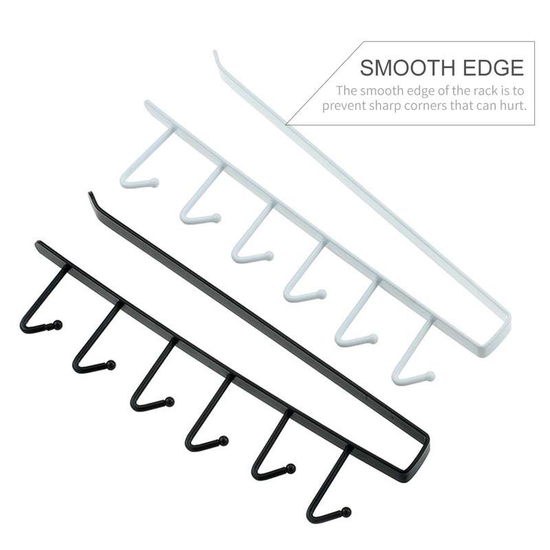6 Hooks Cup Holder Mug Hooks Under Cabinet Kitchen Cabinet Under Shelf Storage Rack Organiser Kitche