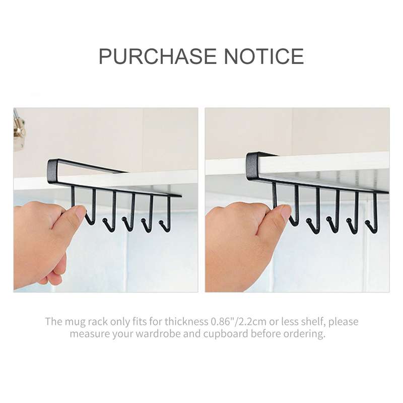 6 Hooks Cup Holder Mug Hooks Under Cabinet Kitchen Cabinet Under Shelf Storage Rack Organiser Kitche