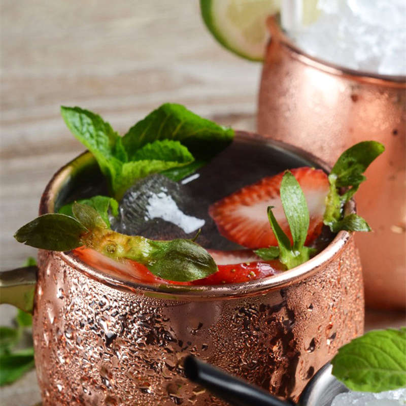 Moscow Mule Copper Mugs 530ml Stainless Steel Copper Beer Mugs Cocktail Copper Mug Hammered Cups Bee
