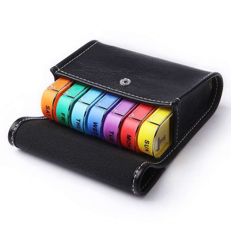 Pill Organizer for Travel Weekly Pill Box 7 Day Pill Case Daily Medicine Organizer 7 Compartments Pi