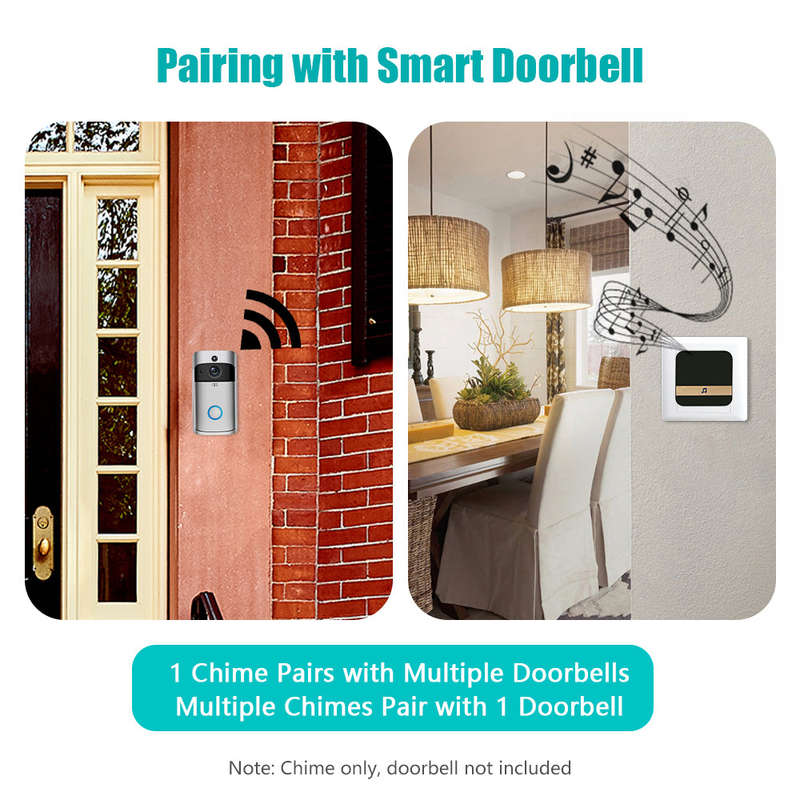 Plug-in Chime for Wireless Video Doorbell Entry Chime with Adjustable Volume Music Selection Ding-Do