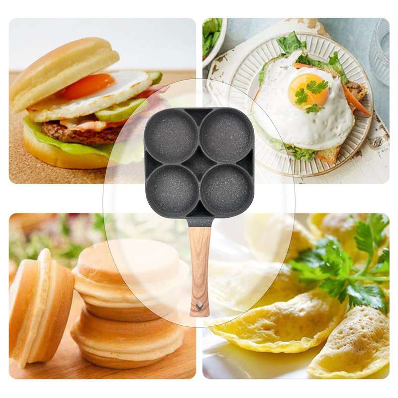 Four-cup Egg Pan Frying Egg Cooker Burger Pan for Breakfast Non-stick Frying Pan