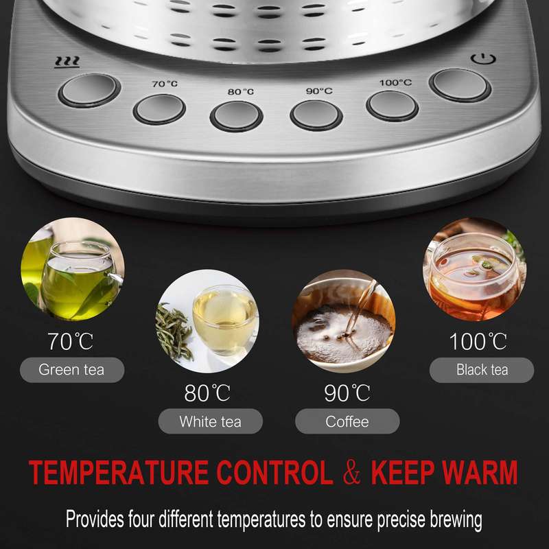 1.7L Electric Kettle, Smart Kettle for Tea and Coffee, Temperature Control, Keep Warm Function, Boil
