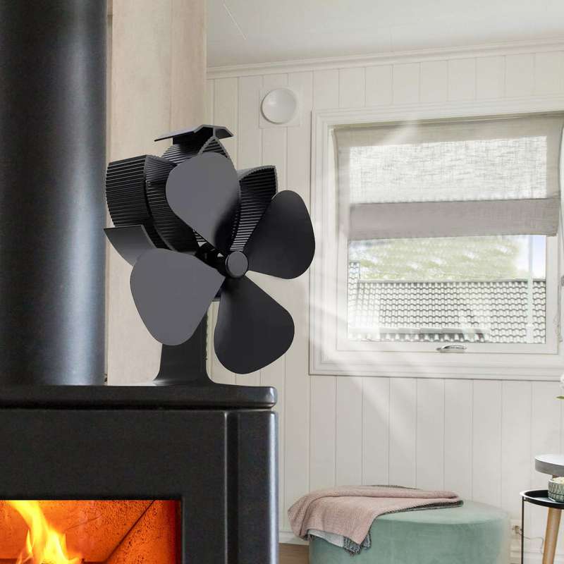 Fireplace Fans 4 Blade Stove Fan Energy Saving no Battery Powered