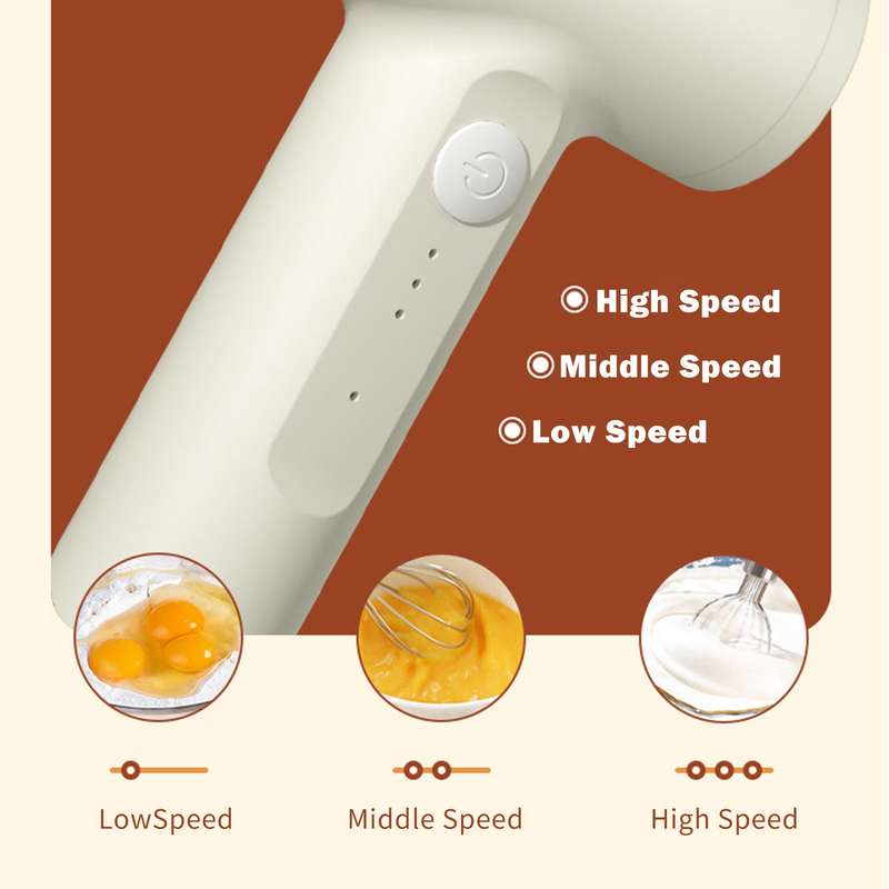 Electric Egg Beater with Two Wire Beaters Food Beater Whisk 3 Speeds Upright Wireless Handheld Mixer