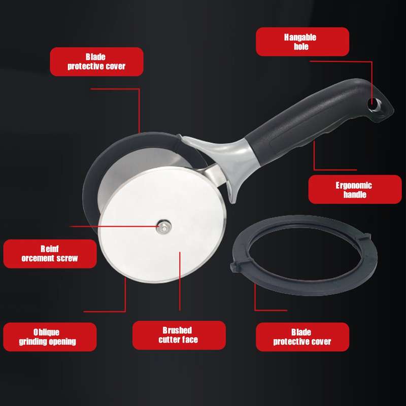 Salad-Chopper with Protective-Covers Dual-Wheels Salad-Cutter Food-grade Stainless Steel Circle Cutt
