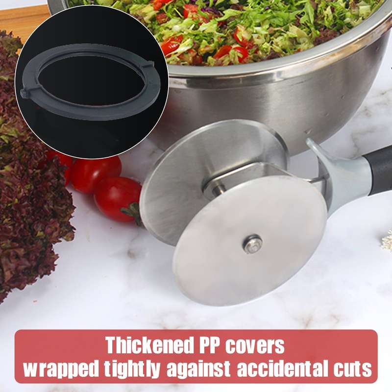 Salad-Chopper with Protective-Covers Dual-Wheels Salad-Cutter Food-grade Stainless Steel Circle Cutt