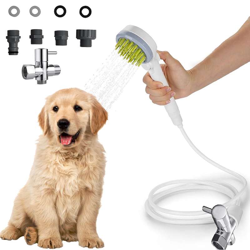 Dog Shower Sprayer,Dog Bath Showerhead Cat Massage Combing Brush 2-in-1 Dog Water Sprinkler M