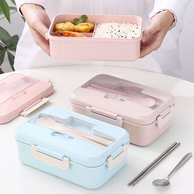 Leakproof Bento Box For Adults With 3 Compartment  Lunch Box For Kids With Spoon & Chopsticks Microw