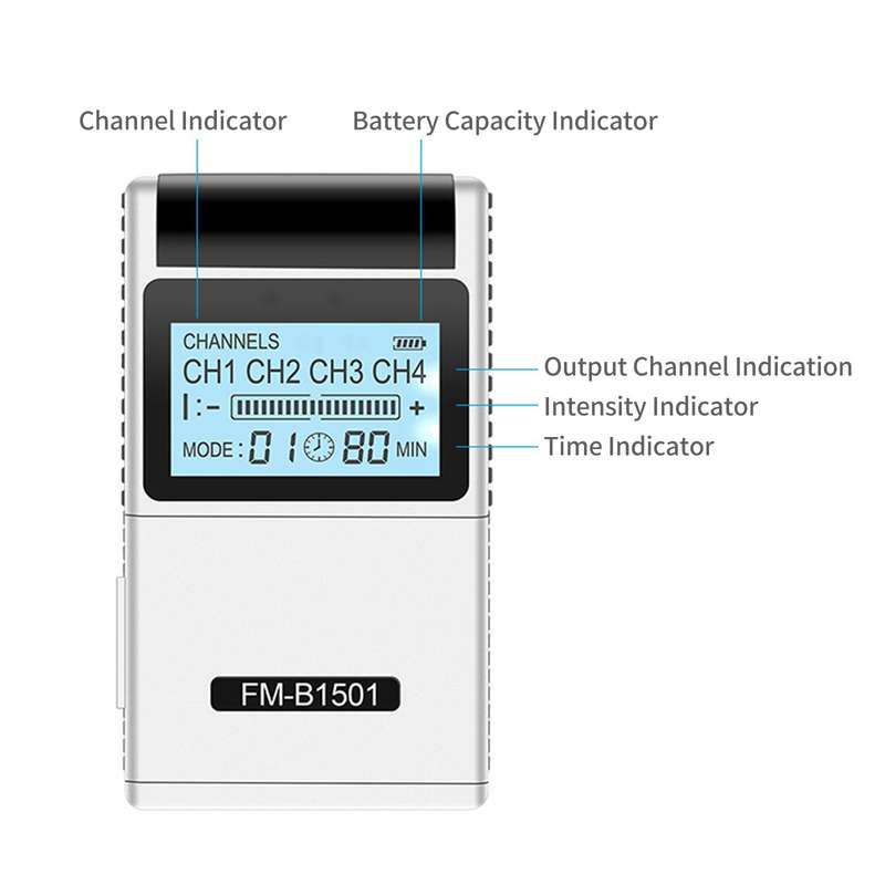 TENS EMS Muscle Stimulator 15 Modes & 4 Outputs 8 Pads for Natural Pain Relief Electric Pulse Impuls