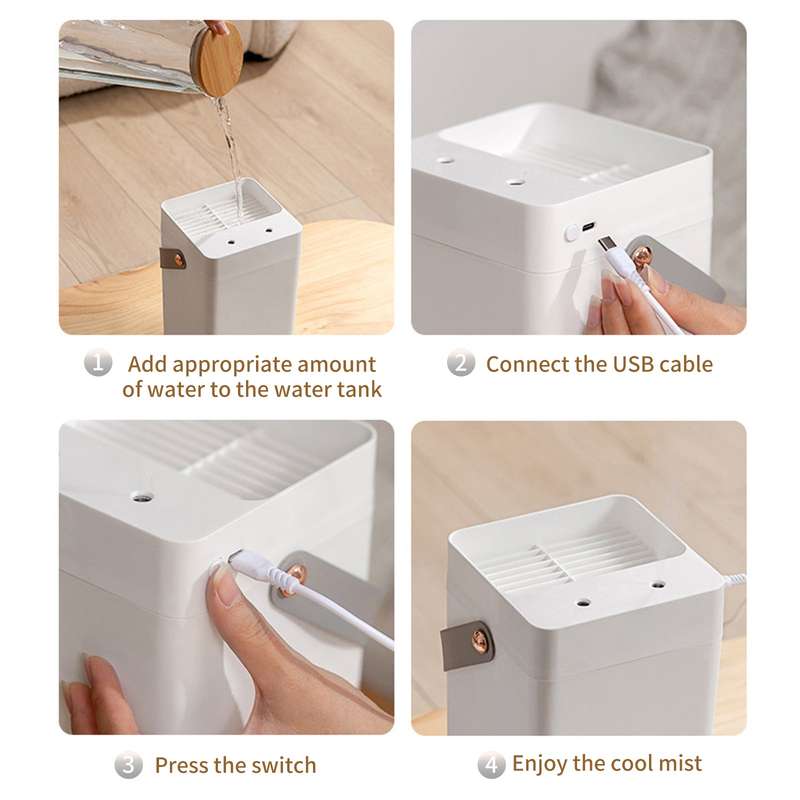 3L Mist Humidifier Dual Spray Cool Mist Humidifier Quiet USB Powered Bedroom Humidifier 2 Spray Mode