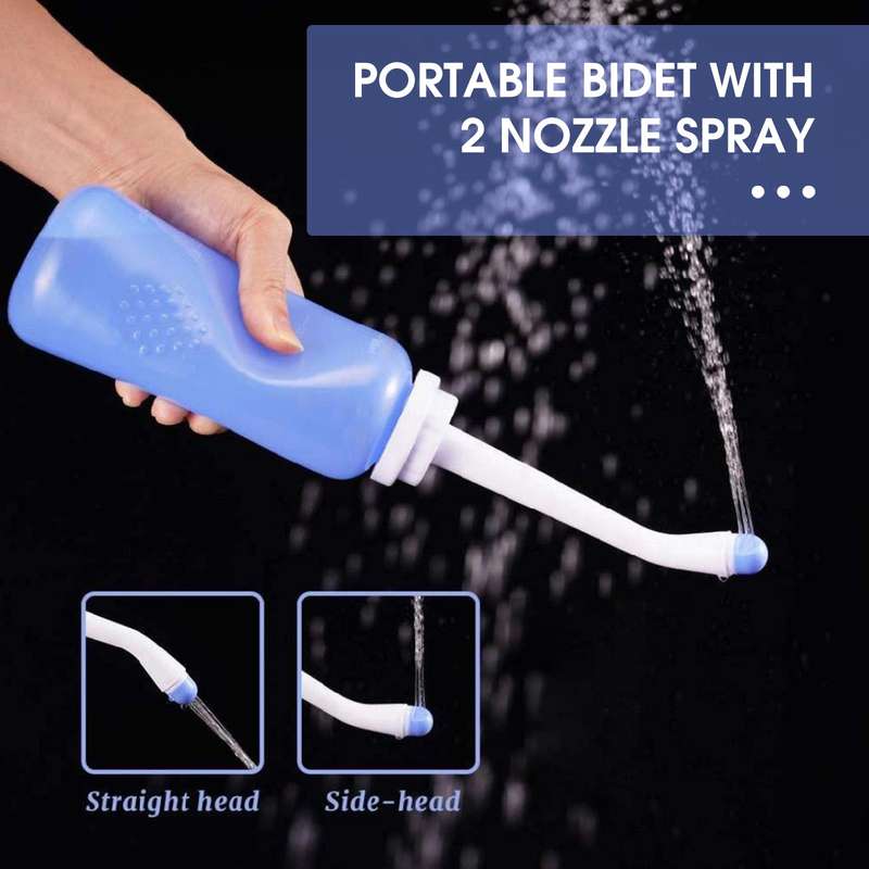 Portable Travel Bidet with 2 Nozzle Spray 500ml Travel Bidet Handheld Personal Bidet Empty Bottle fo