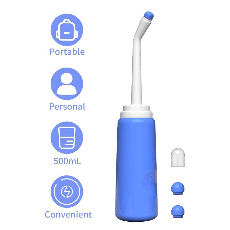 Portable Travel Bidet with 2 Nozzle Spray 500ml Travel Bidet Handheld Personal Bidet Empty Bottle fo