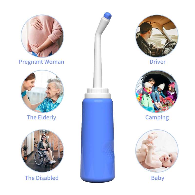 Portable Travel Bidet with 2 Nozzle Spray 500ml Travel Bidet Handheld Personal Bidet Empty Bottle fo