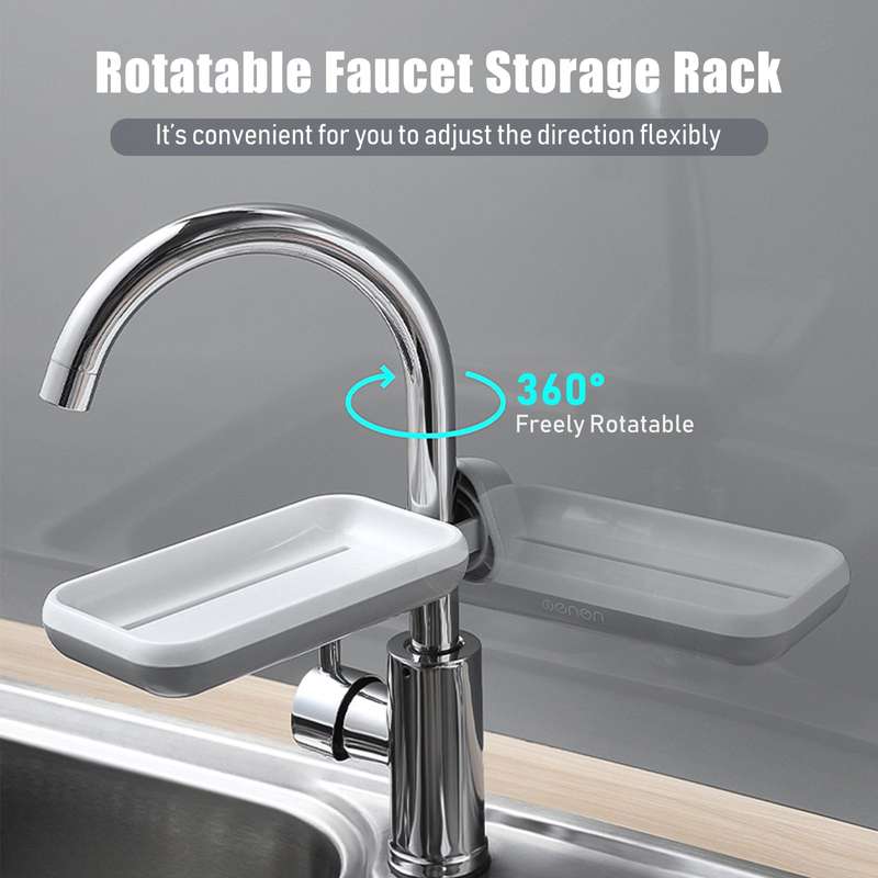 Kitchen Sponge Holder Brush Soap Organizer Rotatable Faucet Storage Rack Sink Caddy Sponge Holder De