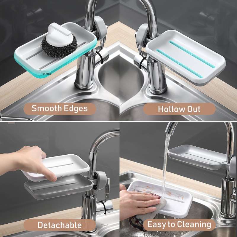Kitchen Sponge Holder Brush Soap Organizer Rotatable Faucet Storage Rack Sink Caddy Sponge Holder De