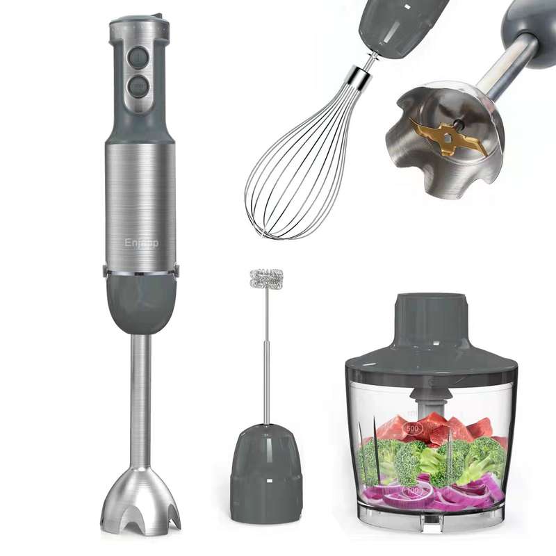 Hand Blender Stick Blender Milk Frother Egg Whisk with 500ml Food Grinder/ 600ml Container