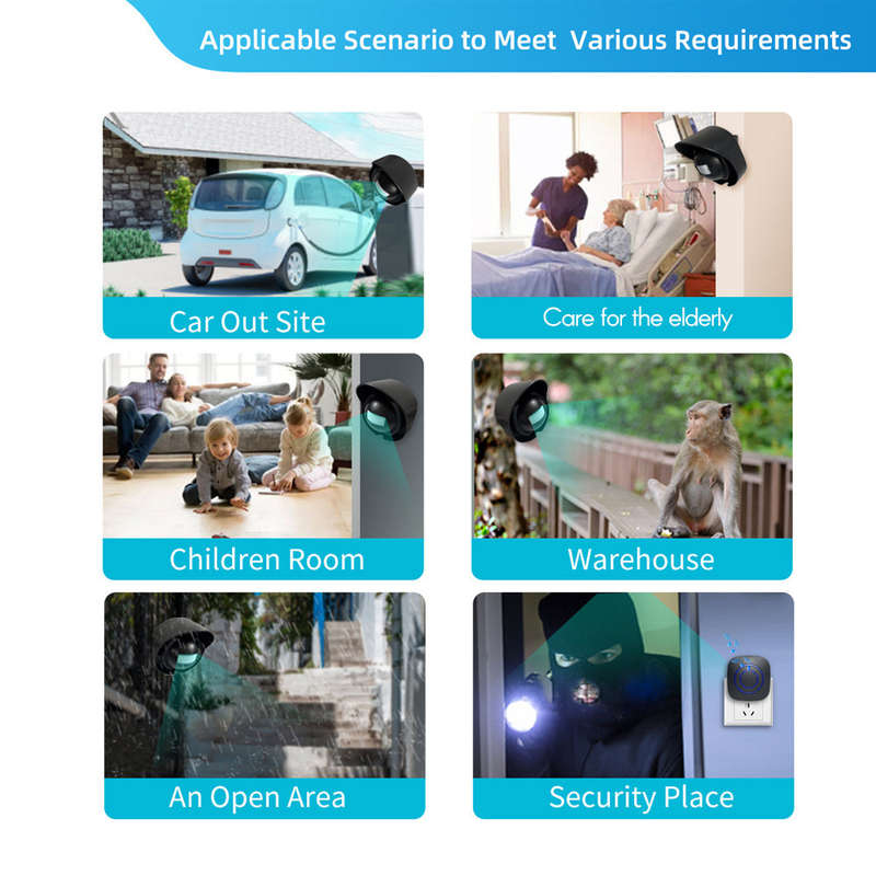 Multifunctional Wireless Driveway Alarm Waterproof Outdoor Motion Sensor Alarm 1 Receiver 2 Transmit