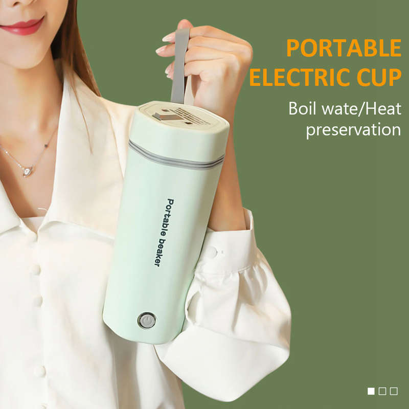 Portable Electric Kettle for Boiling Water 350ML Travel Beaker Tea Kettle Hot Water Boiler Stainless