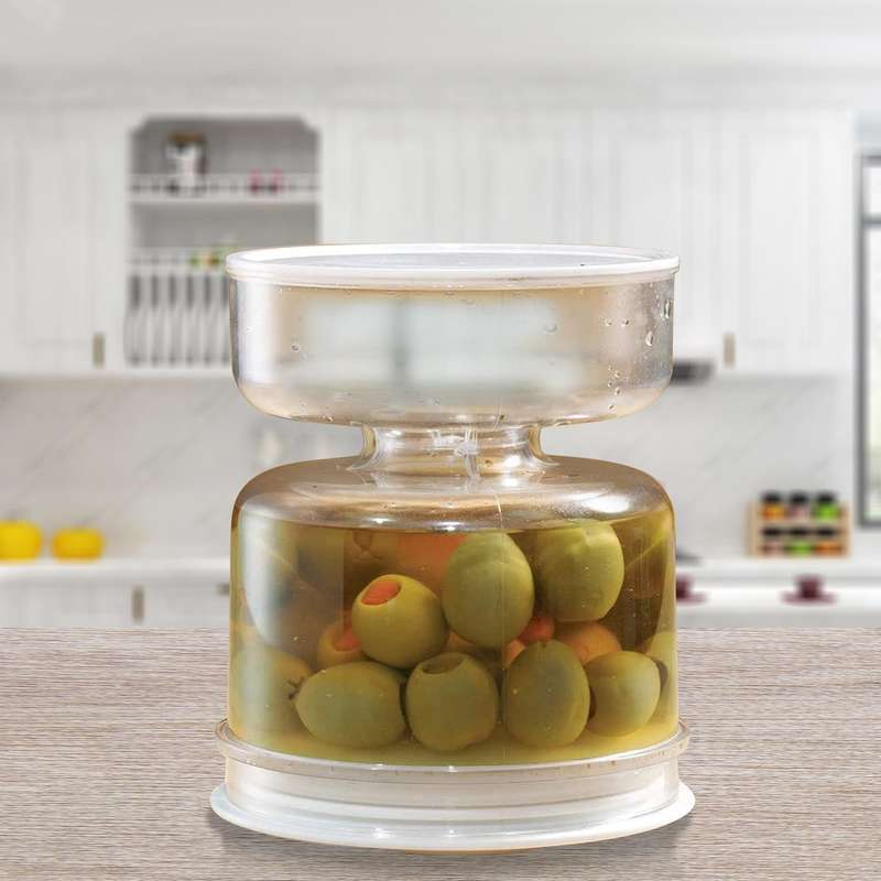 Pickle Olive Hourglass Jar Pickle Juice Wet and Dry Separator Food Container with Strainer Flip Airt