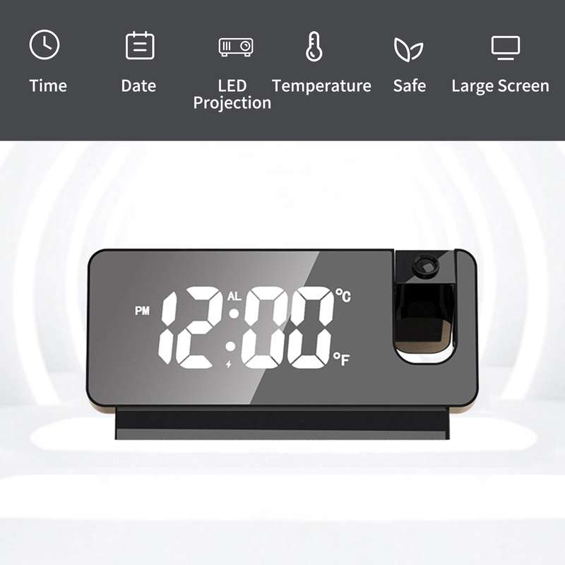 Digital LED Projection Alarm Clock Table Clock Bedroom Bedside Clock Sleep Timer Large Ceiling Clock