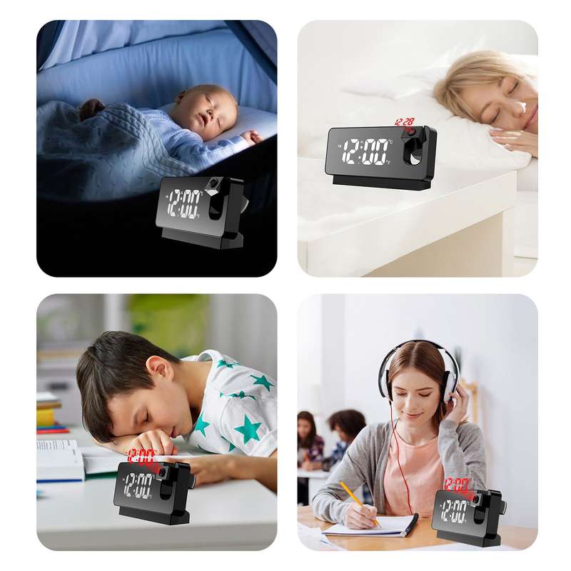 Digital LED Projection Alarm Clock Table Clock Bedroom Bedside Clock Sleep Timer Large Ceiling Clock