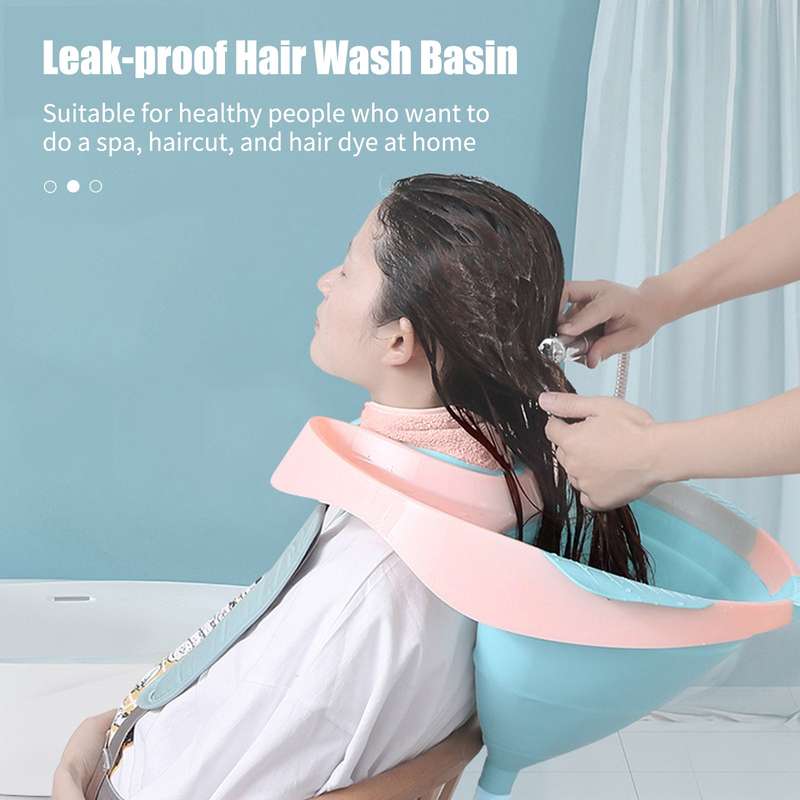 Hair Wash Basin with Adjustable Strap Tube Earplugs Collapsible Shampoo Trays Mobile Hair Washing Ba