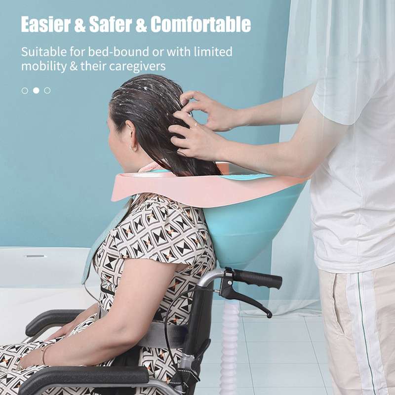 Hair Wash Basin with Adjustable Strap Tube Earplugs Collapsible Shampoo Trays Mobile Hair Washing Ba