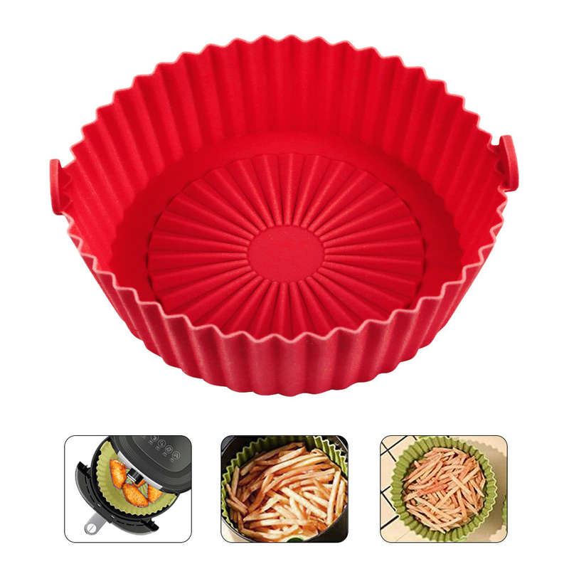 16.5cm/6.5inch  Air Fryer Liner Reusable Silicone Air Fryer Pot Easy Cleaning Round Silicone Liner R