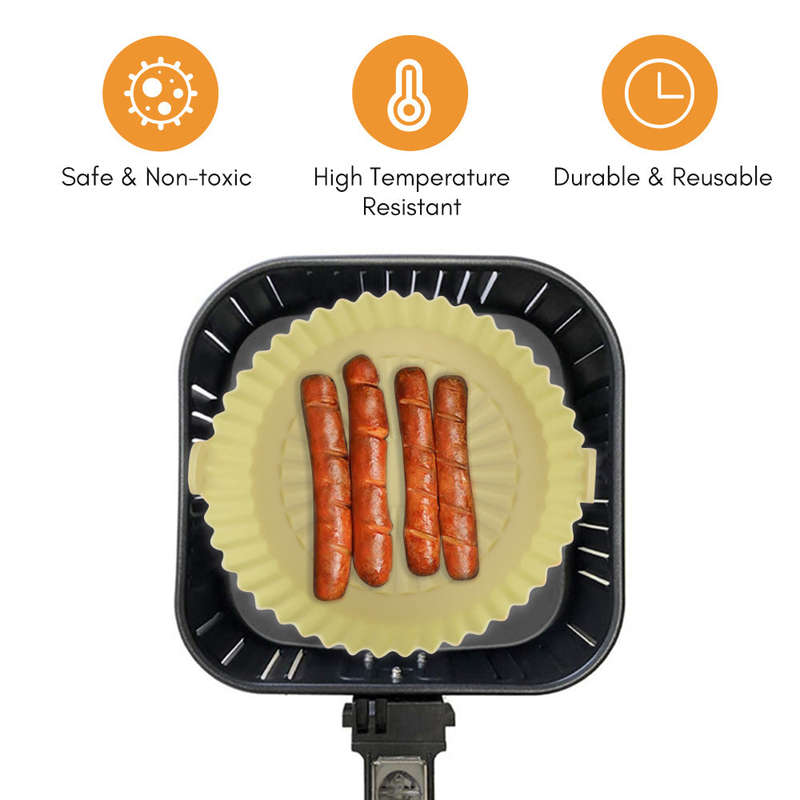 16.5cm/6.5inch  Air Fryer Liner Reusable Silicone Air Fryer Pot Easy Cleaning Round Silicone Liner R
