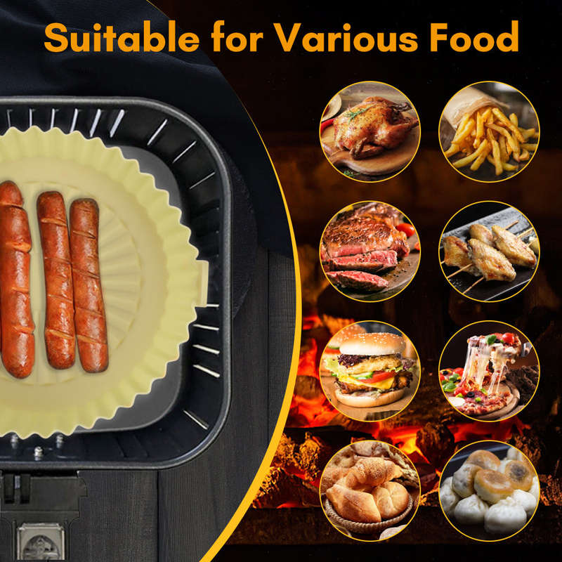 16.5cm/6.5inch  Air Fryer Liner Reusable Silicone Air Fryer Pot Easy Cleaning Round Silicone Liner R